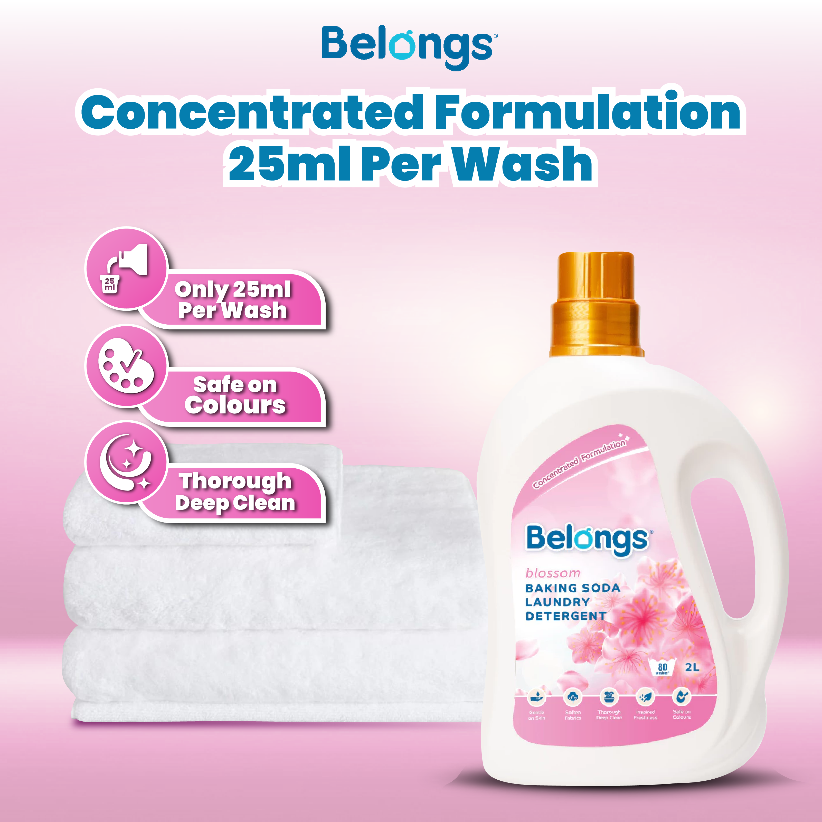 Belongs Baking Soda Laundry Liquid Detergent - BLOSSOM 2L