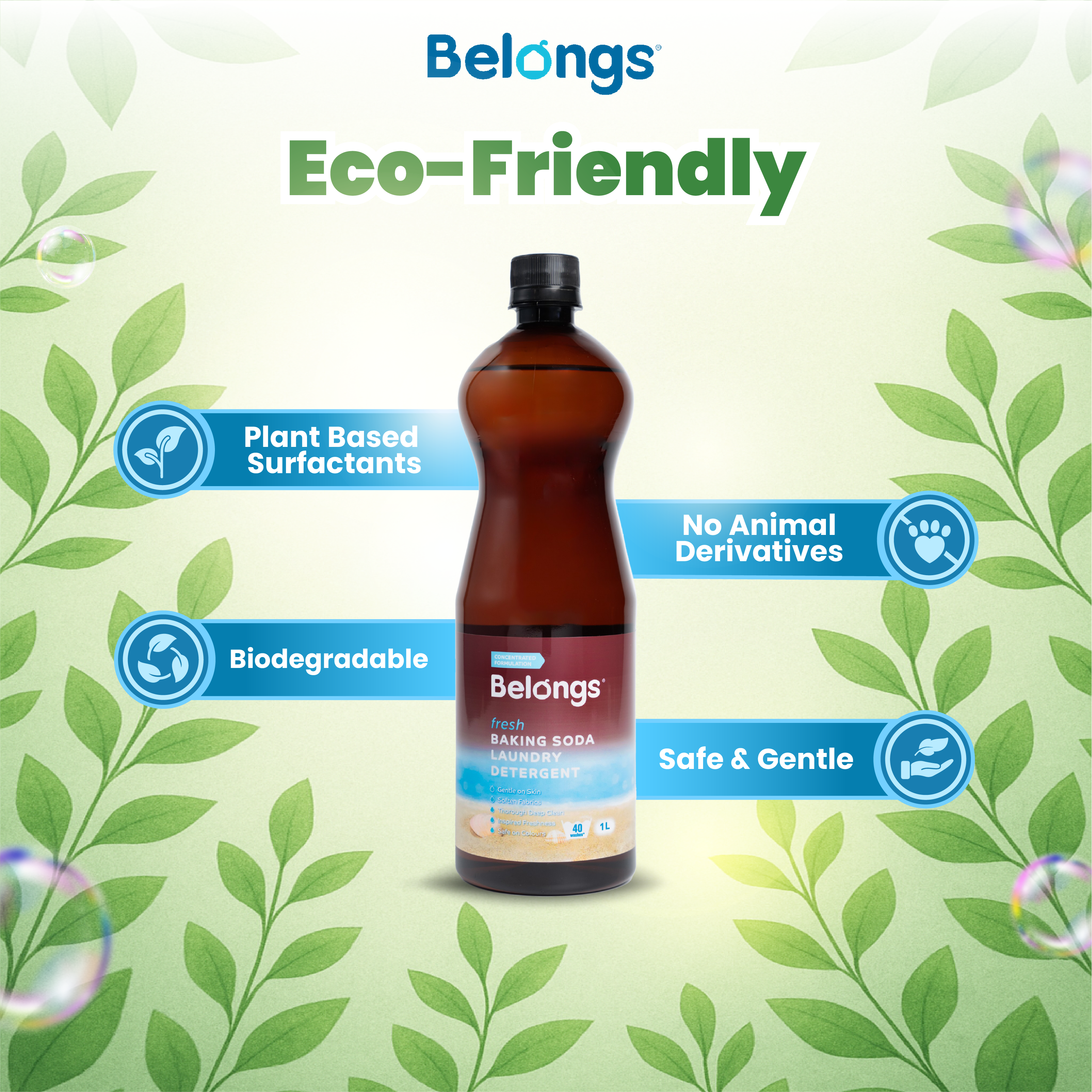 Belongs Baking Soda Laundry Liquid Detergent - FRESH 1L