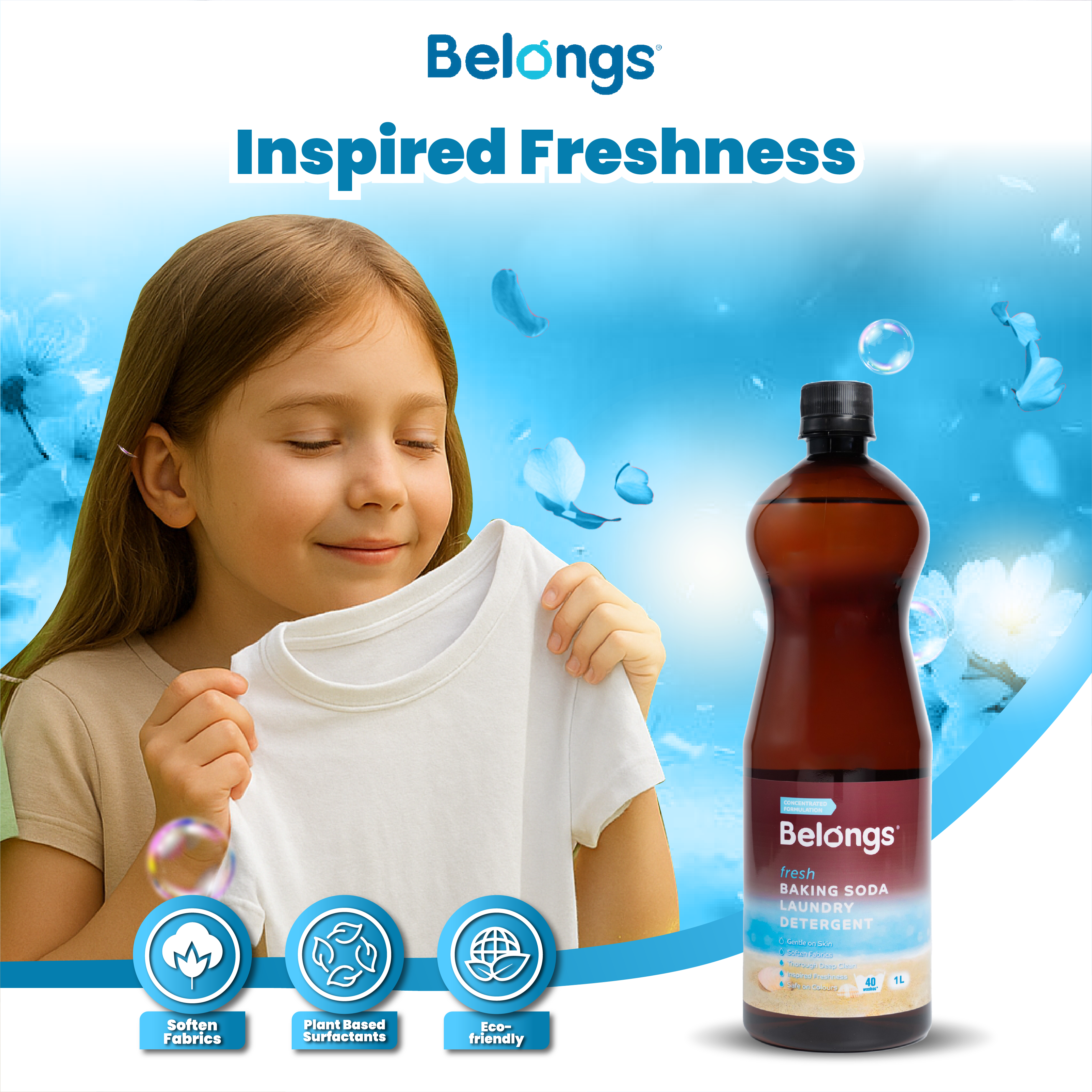 Belongs Baking Soda Laundry Liquid Detergent - FRESH 1L