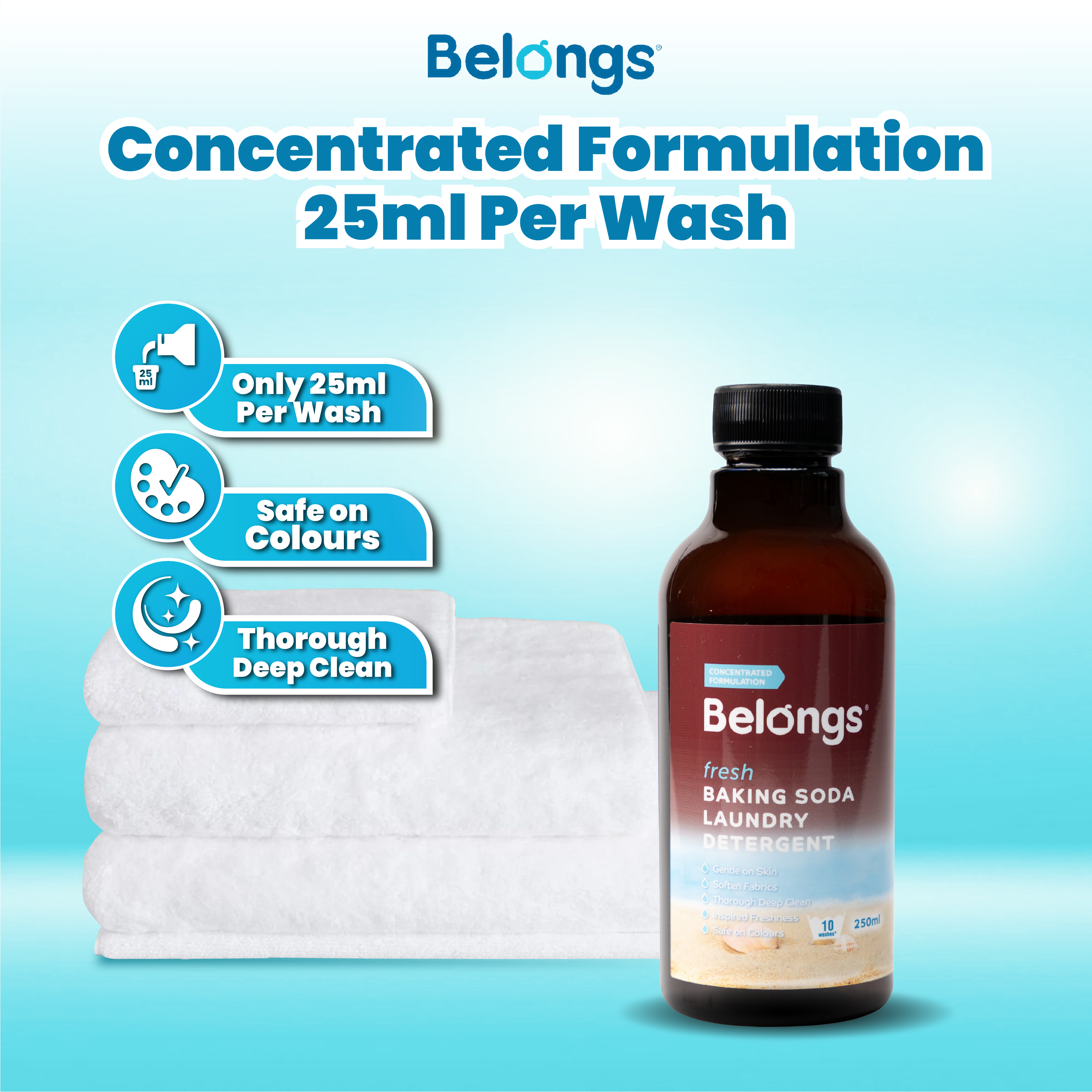 Belongs Baking Soda Laundry Liquid Detergent - FRESH 250ml