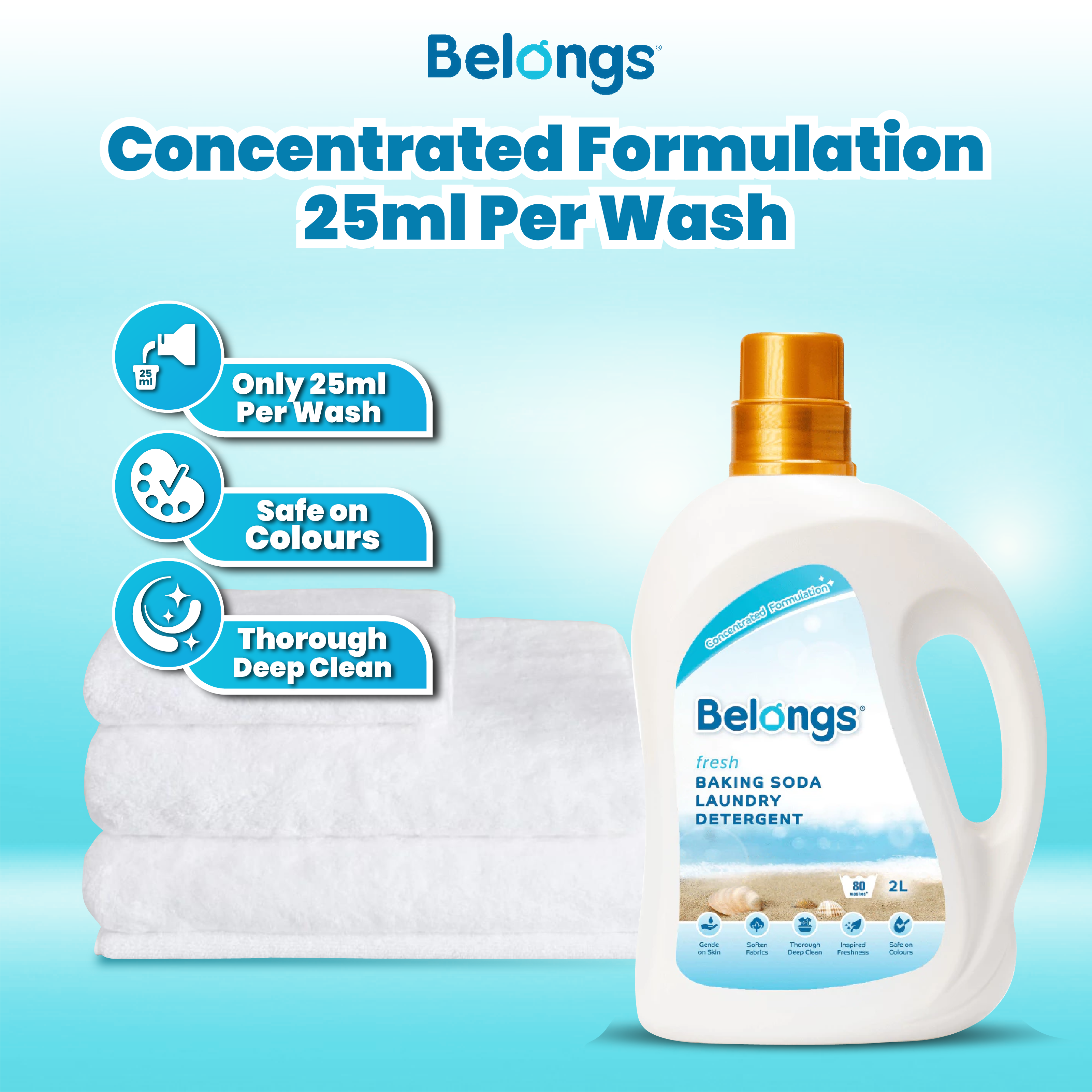 Belongs Baking Soda Laundry Liquid Detergent - FRESH 2L