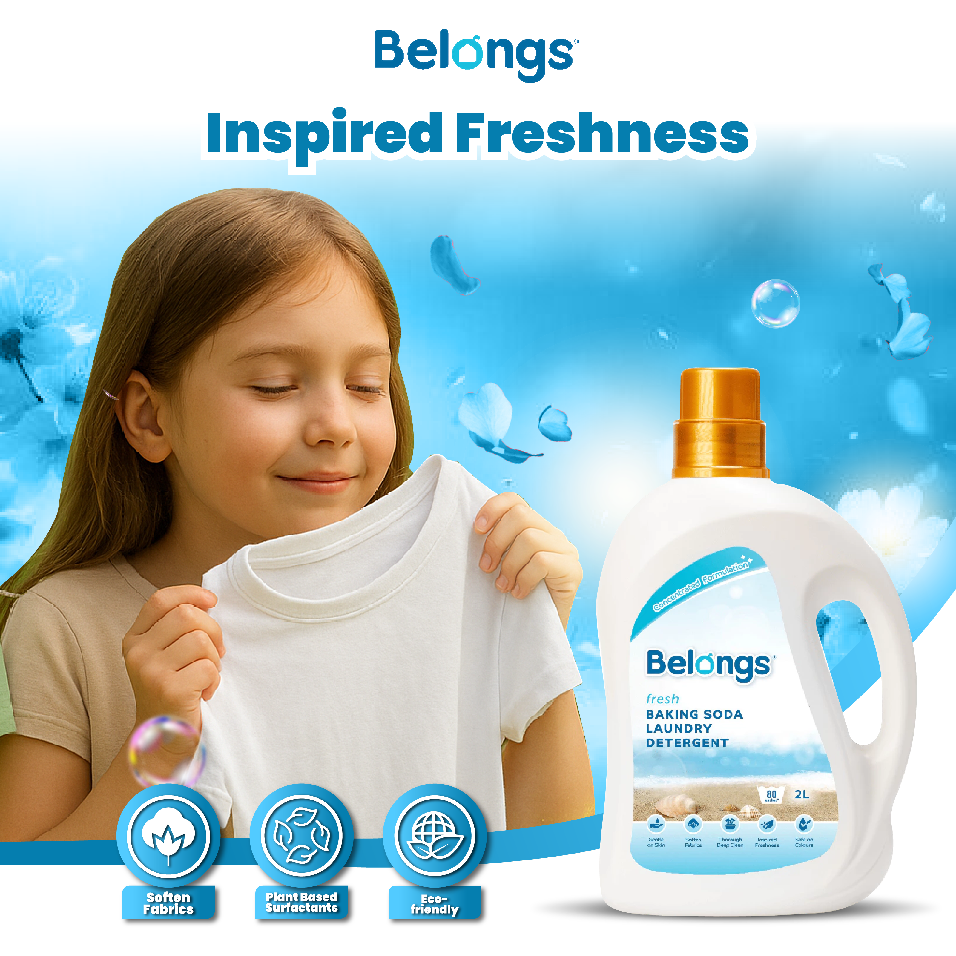 Belongs Baking Soda Laundry Liquid Detergent - FRESH 2L