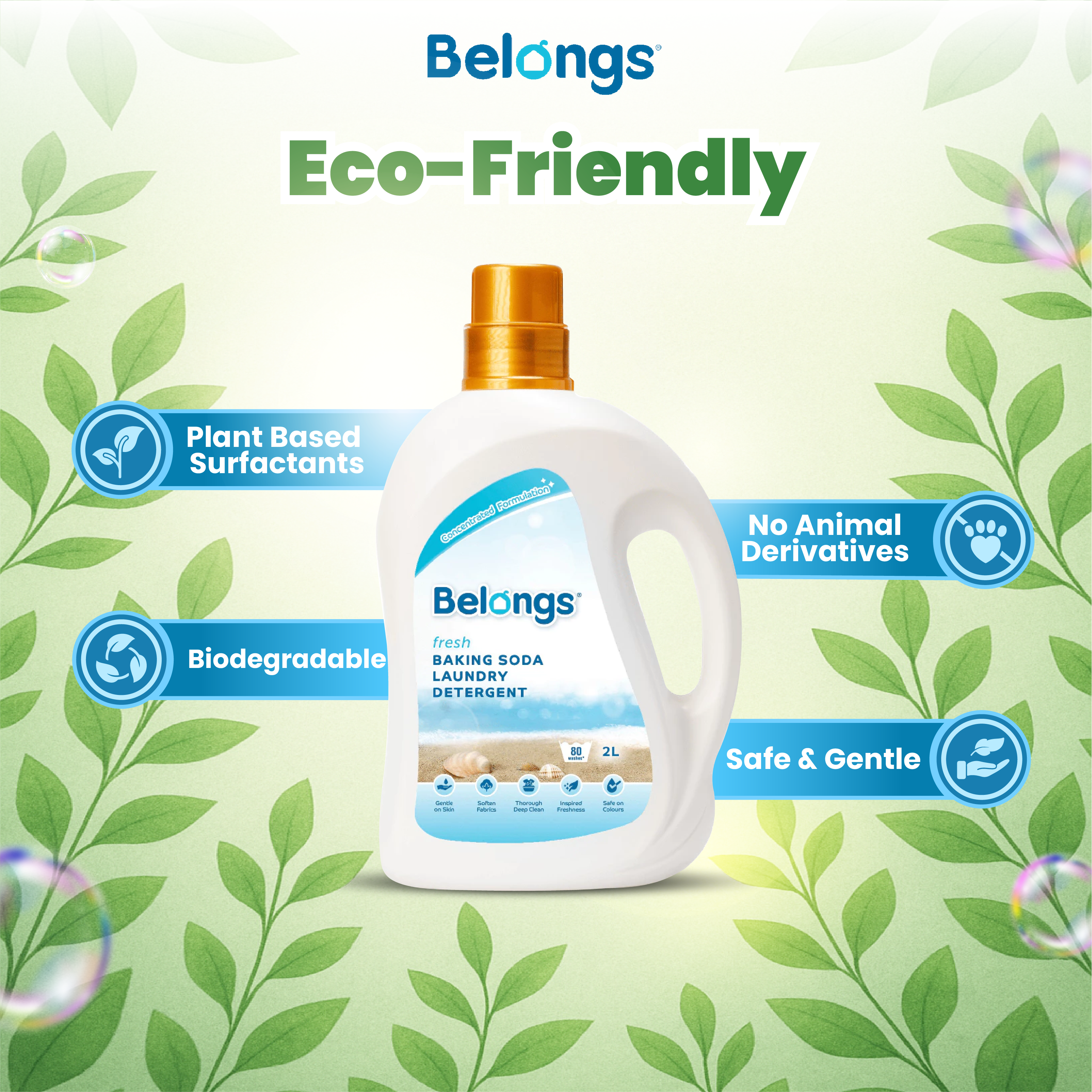 Belongs Baking Soda Laundry Liquid Detergent - FRESH 2L