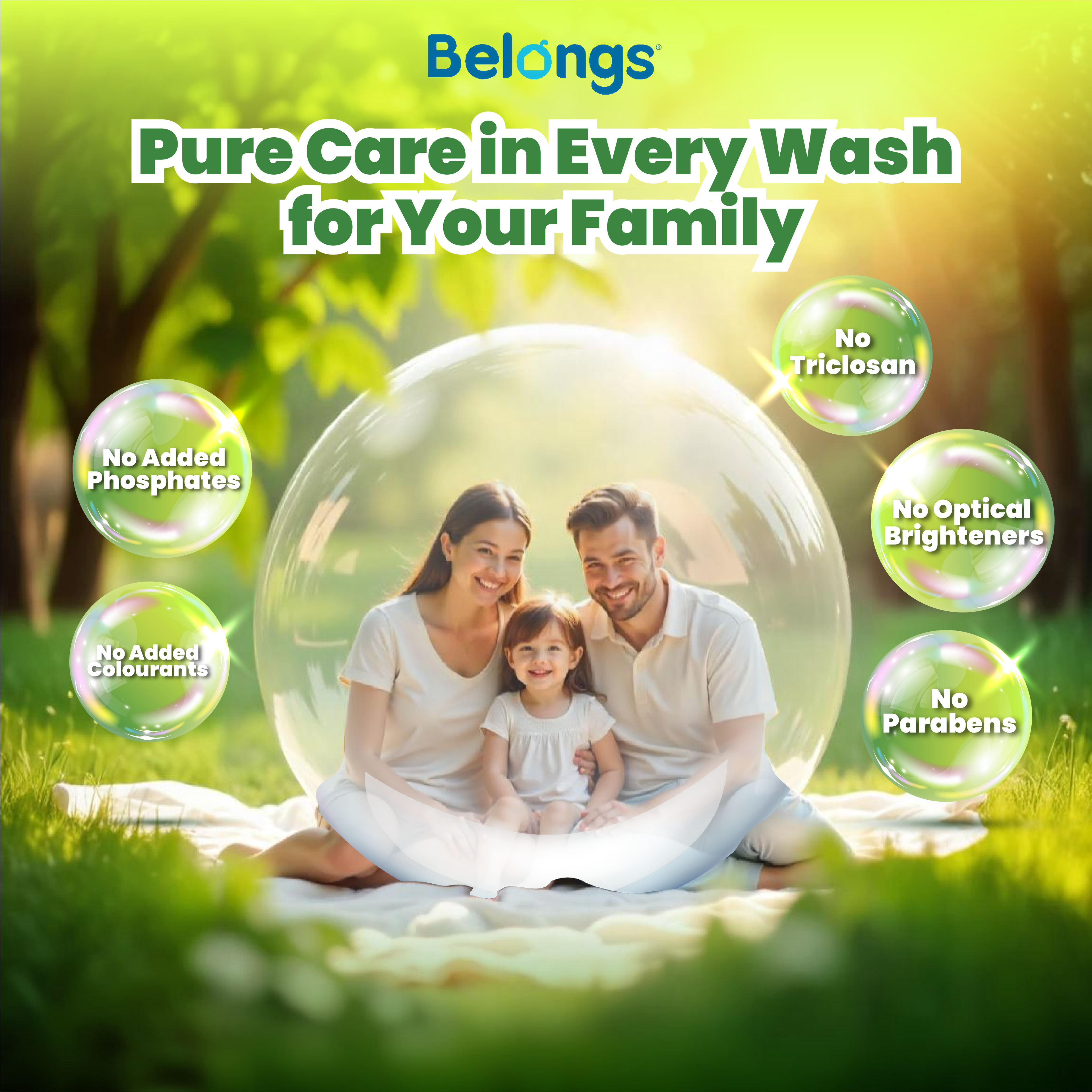 Belongs Baking Soda Laundry Liquid Detergent - LIME 250ml