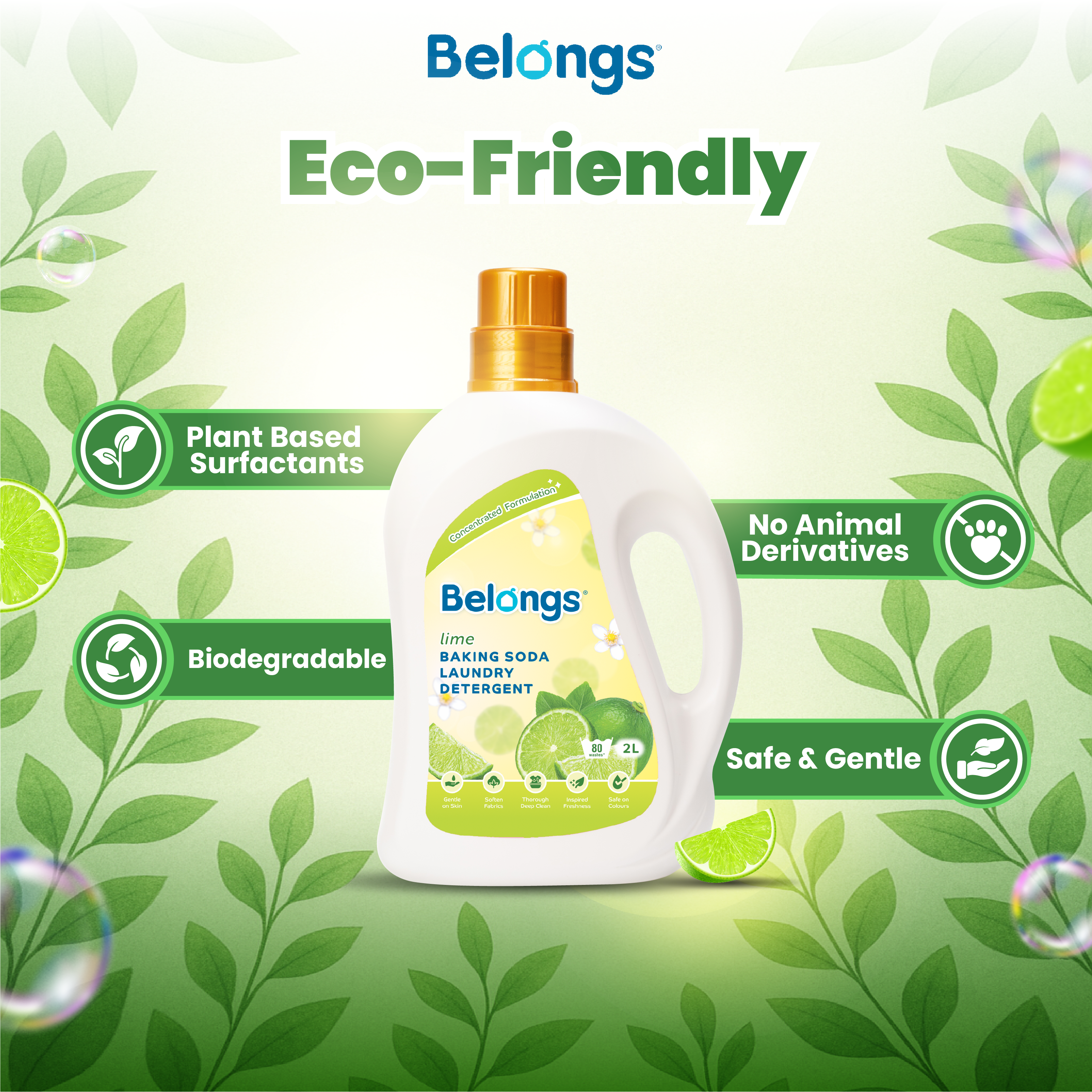 Belongs Baking Soda Laundry Liquid Detergent - LIME 2L